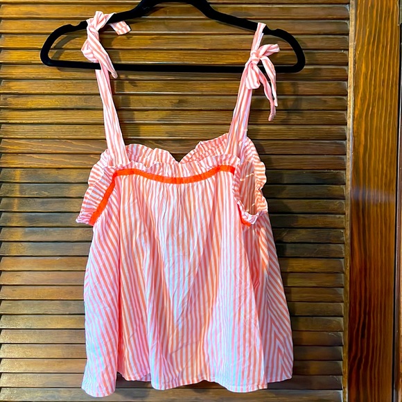 NWT Aerie Peach & White Striped Tank W/ Tie Straps - Picture 5 of 5